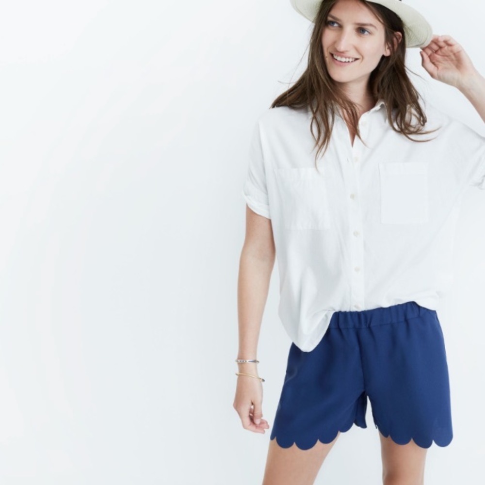 • Madewell • Pull On Scallop Hem Shorts Navy XXS